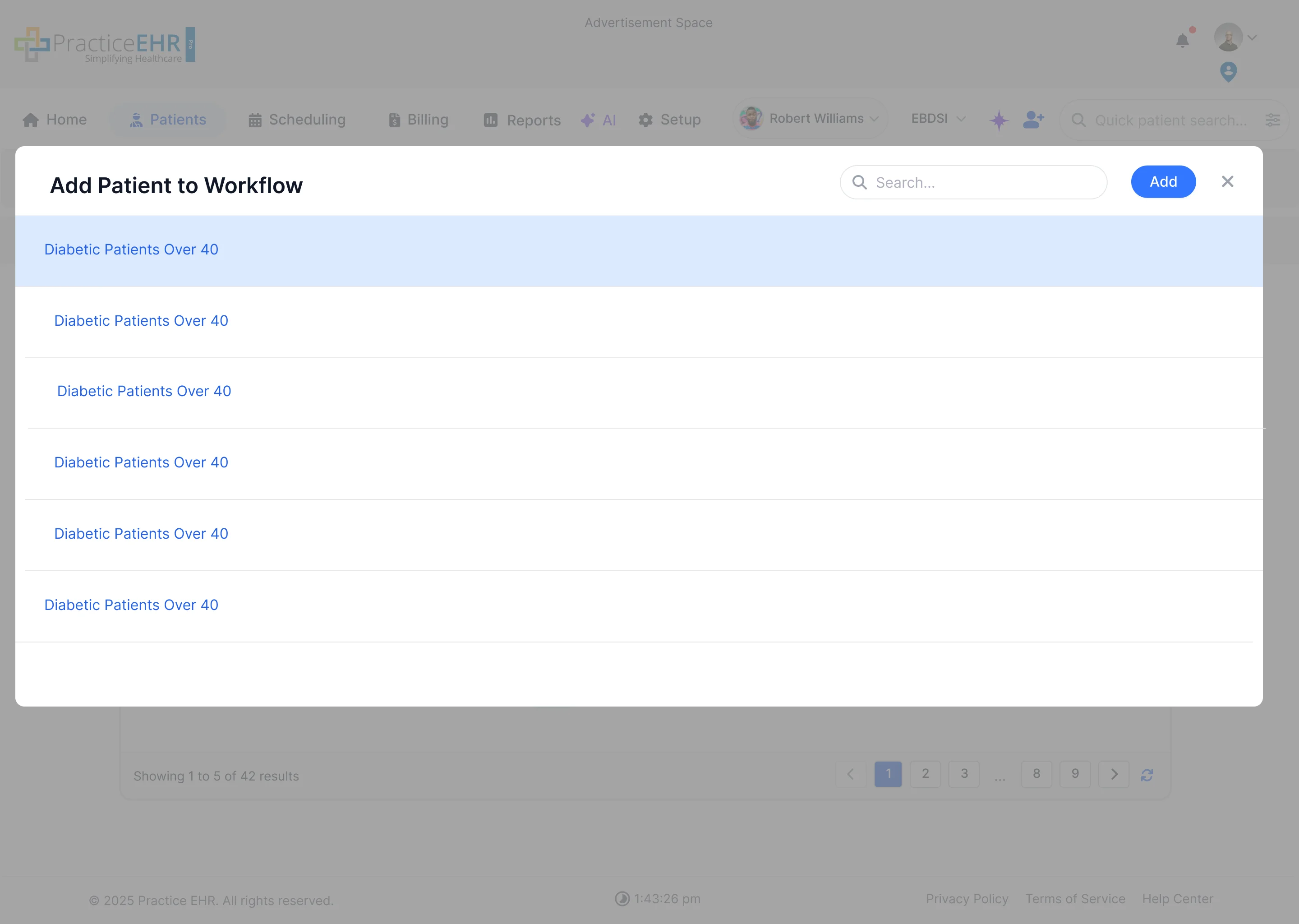 Add to Workflow modal